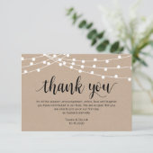 スクリプ素朴ト、ストリングライト、結婚s Thank you エンクロージャーカード (スタンド正面)