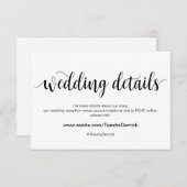 スクリプ素朴ト、ブラック、の結婚詳細、ハッシュタグ エンクロージャーカード (正面/裏面)