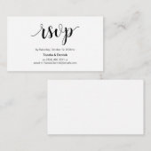 スクリプ素朴ト、ブラック、ウェディングRSVP エンクロージャーカード (正面/裏面)