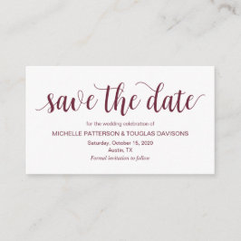 スクリプ素朴ト、ブルゴーニュ、ウェディング日付を保存 エンクロージャーカード