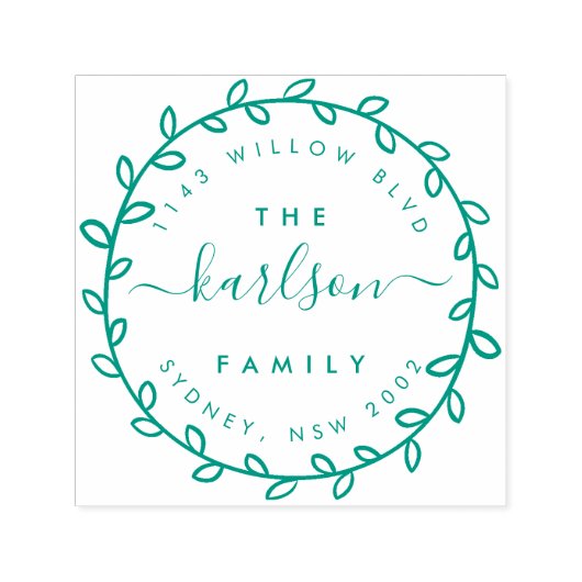 スクリプ素朴ト&リースファミリ名差出人住所 セルフインキングスタンプ (デザイン)