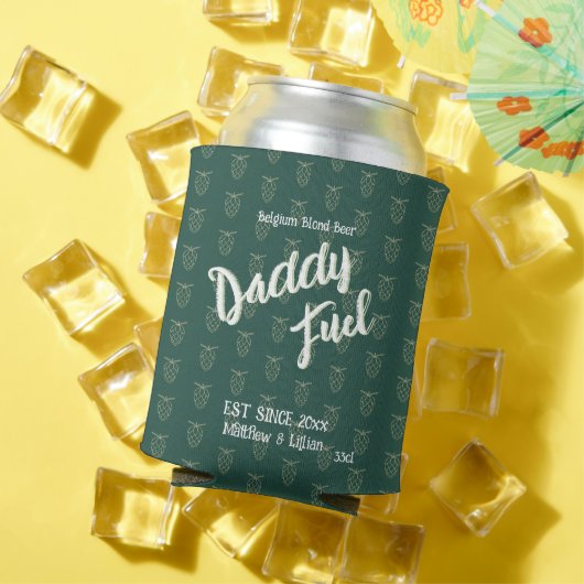 スクリプ素朴ト"Daddy Fuel"緑のパターンホップ 缶クーラー (インサイチュ 夏)