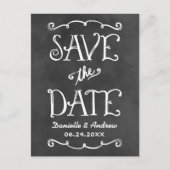 スクリプ素朴トChalkboardウェディング日付を保存 案内ポストカード (正面)