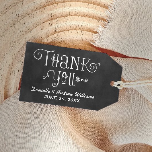 スクリプ素朴トChalkboard結婚's Thank You Black ギフトタグ