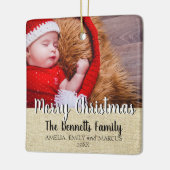 スクリプ素朴トMerry Christmas Holiday写真 セラミックオーナメント (左)