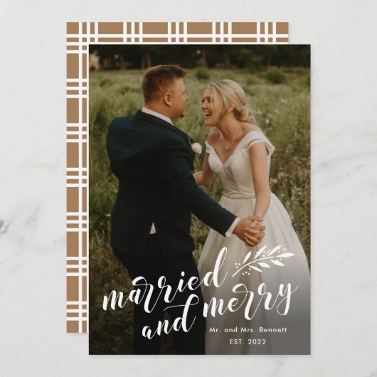 スクリプ結婚したトとメリーの写真の結婚クリスマス シーズンカード (正面/裏面)