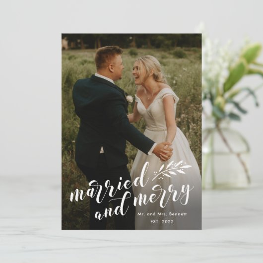 スクリプ結婚したトとメリーの写真の結婚クリスマス シーズンカード (スタンド正面)