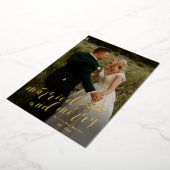 スクリプ結婚したトとメリーの写真の結婚クリスマス 箔シーズンカード (回転した状態)