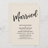 "スクリプ結婚したトカジュアルタイポグラフィクリーム披露宴 招待状 (正面/裏面)