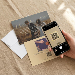 スクリプ結婚トのサンキューカード、写真、QRコード サンキューカード