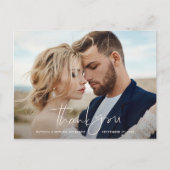 スクリプ結婚トの感謝してい写真は青モダンい 案内ポストカード (正面)