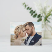 スクリプ結婚トの感謝してい写真は青モダンい 案内ポストカード (スタンド正面)