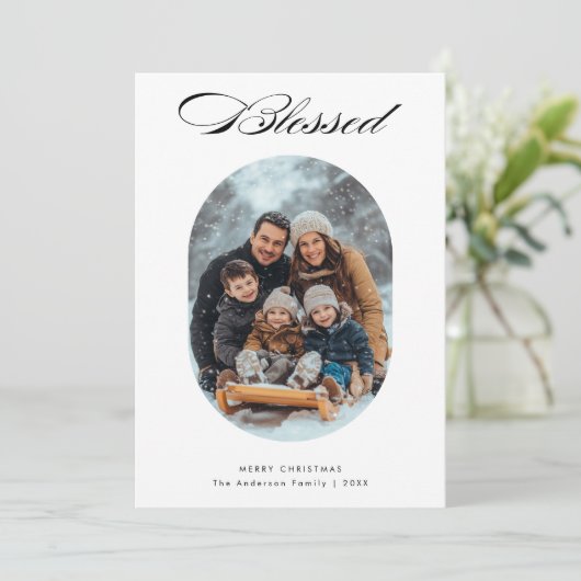 スクリプ賛美トの宗教モダン的なクリスマス写真 シーズンカード (スタンド正面)