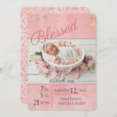 スクリプ賛美トベビーガールのパーソナエレガントライズ誕生 案内状 (正面/裏面)