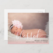 スクリプ賛美ト赤ん坊の女の子の写真ピンクの発表P ポストカード (正面/裏面)