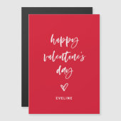 スクリプ赤と白カジュアルトとハートのバレンタイン マグネット招待状 (正面/裏面)