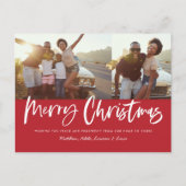 スクリプ赤と白トmerry christmas数々の photo H シーズンポストカード (正面)