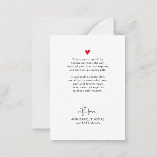 スクリミニマルプト赤ちゃんシャワー写真ありがとう ノートカード (裏面)