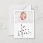 スクリミニマルプト赤ちゃんシャワー写真ありがとう ノートカード (正面)