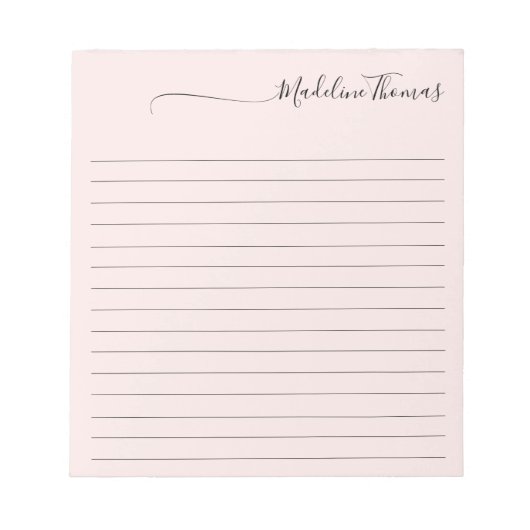 スクリモダンエレガントプガーリーピンク名 ノートパッド (正面)