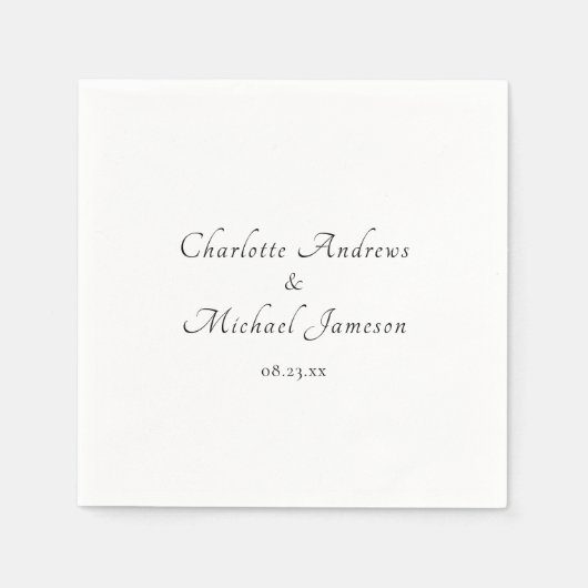 スクリモダンエレガントプトのカップリ結婚ー名 スタンダードカクテルナプキン (正面)