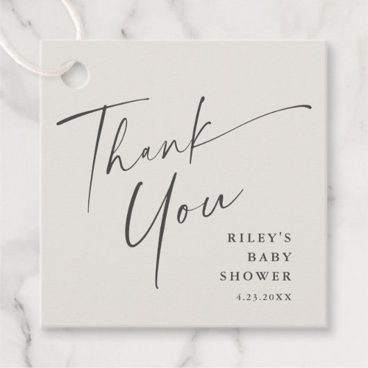 スクリモダンエレガントプト赤ちゃんシャワーありがとう フェイバータグ (正面)