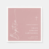 スクリモダンッエレガントクスほこりっぽいピンクの女の子のバプテスマ スタンダードカクテルナプキン (正面)