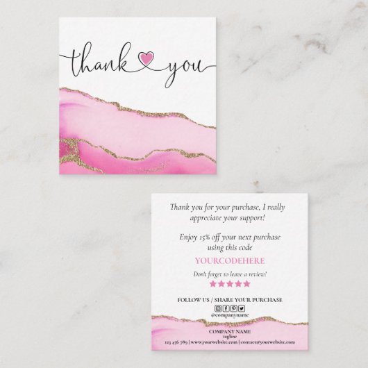 スクリモダンックハート感謝していを注文に合わせる スクエア名刺 (正面/裏面)