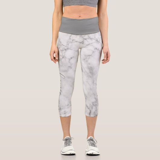 スクリモダンフェイクプト名を含む大理石ガーリーのパターン カプリレギンス (正面)