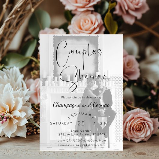 スクリモダンプトのカップルのシャワー写真 招待状