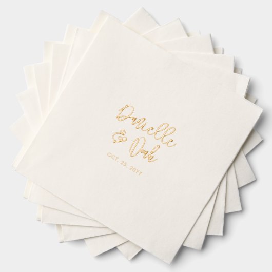 スクリモダンプトのカップル名カスタムウェディング 箔ナプキン (インサイチュ (積み重ね))