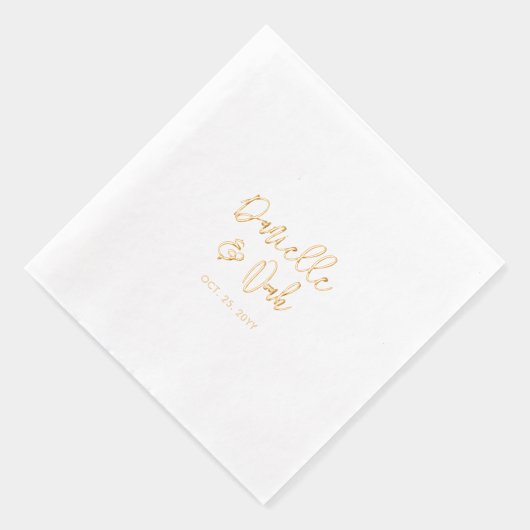 スクリモダンプトのカップル名カスタムウェディング 箔ナプキン (右)