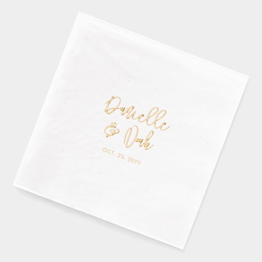 スクリモダンプトのカップル名カスタムウェディング 箔ナプキン (左)