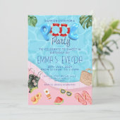 スクリモダンプトのプールパーティースイート16誕生日 招待状 (スタンド正面)