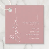 スクリモダンプトほこりっぽいピンクの女の子バプテスマ フェイバータグ (正面)