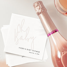 スクリモダンプトほこりっぽいピンクOh赤ちゃんシャワー スタンダードカクテルナプキン