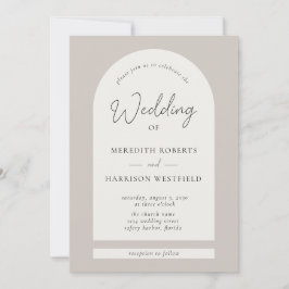 スクリモダンプトアーチフレームトープベージュ色結婚の 招待状