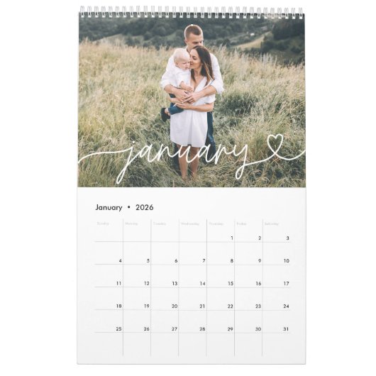 スクリモダンプトガーリータイポグラフィミニマル写真 カレンダー (1月 2026)