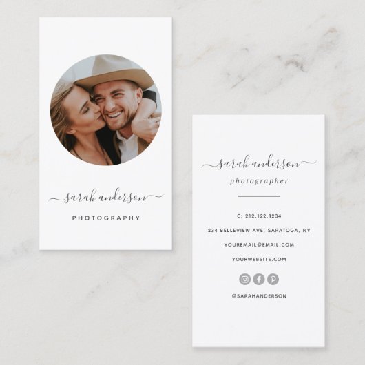 スクリモダンプトタイポグラフィ撮影者の円 名刺 (正面/裏面)