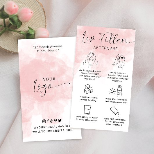 スクリモダンプトピンクの水色リップフィラーアフターケア 名刺