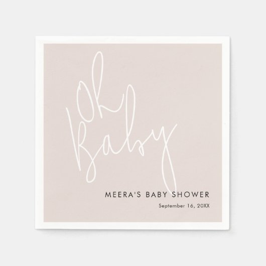 スクリモダンプトピンクOhベビーシャワー スタンダードカクテルナプキン (正面)