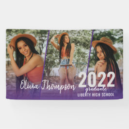 スクリモダンプトフォトコラージュ紫の卒業 横断幕