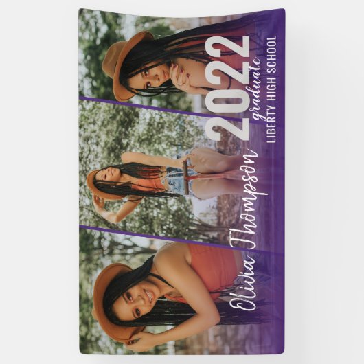 スクリモダンプトフォトコラージュ紫の卒業 横断幕 (縦)