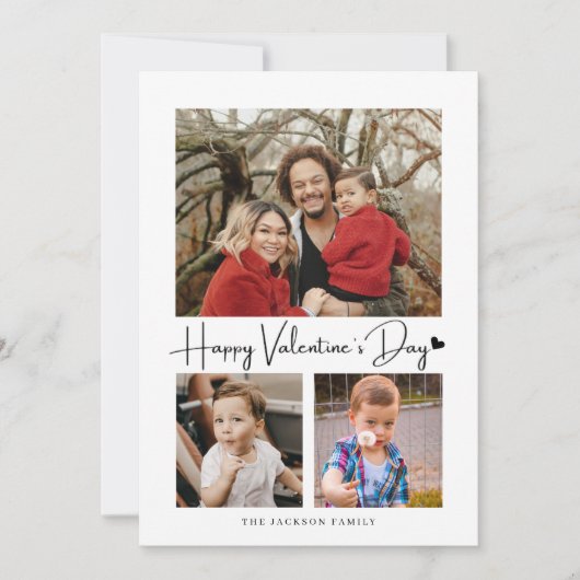 スクリモダンプトブラックハートバレンタインカード写真 招待状 (正面)