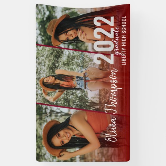 スクリモダンプト写真コラージュ・バーガンディ卒業 横断幕 (縦)