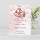 スクリモダンプト寝熊の女の子ベビーシャワー 招待状 (スタンド正面)