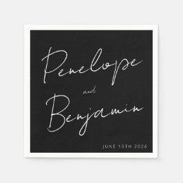 スクリモダンプト手書きカスタムウェディングブラック スタンダードカクテルナプキン