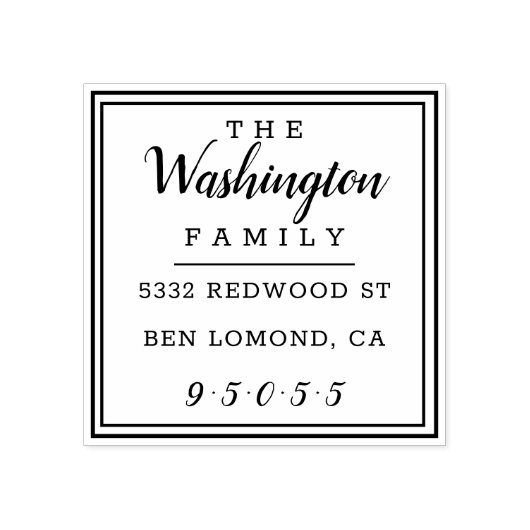 スクリモダンプト正方形ファミリ名差出人住所 ラバースタンプ (インプリント)