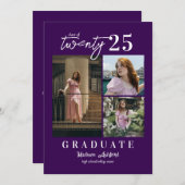 スクリモダンプト紫3フォトコラージュ卒業 案内状 (正面/裏面)