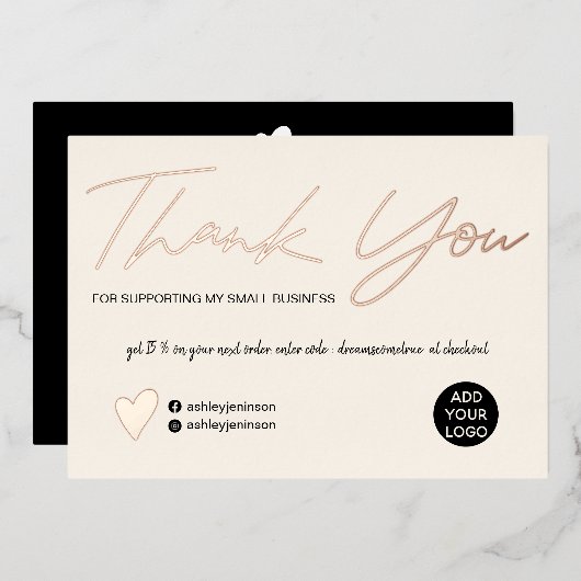 スクリモダンプト赤面ピンクオーダ感謝していー 箔招待状 (正面/裏面)